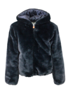 SAVE THE DUCK CHLOE REVERSIBLE DOWN JACKET IN FAUX FUR WITH HOOD WITH ANIMAL FREE PADDING WITH ANIMAL FREE PADDING