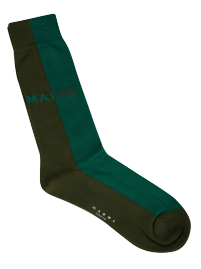 Marni Bicolor Tonal Chic Socks In Green