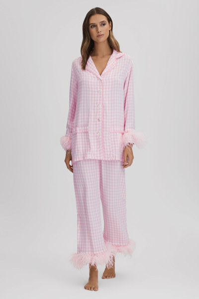 Sleeper Detachable Feather Pyjama Set In Pink/white