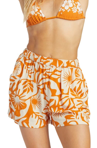 Billabong Sea Ya Leaf Print Shorts In Dried Mango