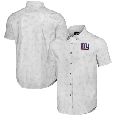 Nfl X Darius Rucker Collection By Fanatics White New York Giants Woven Short Sleeve Button Up Shirt
