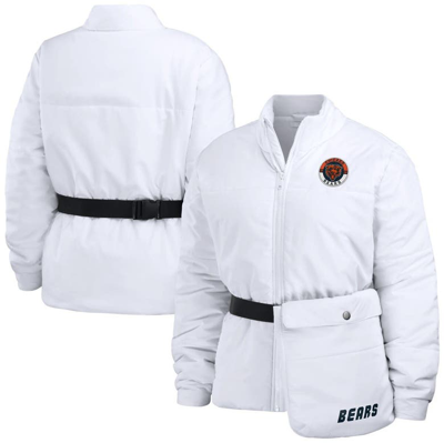 Wear By Erin Andrews White Chicago Bears Packaway Full-zip Puffer Jacket