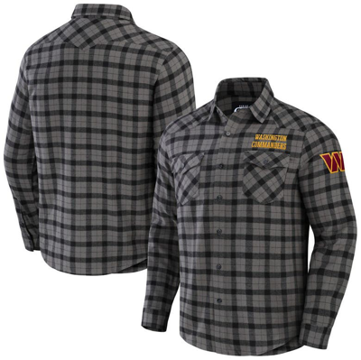 Nfl X Darius Rucker Collection By Fanatics Gray Washington Commanders Flannel Long Sleeve Button-up