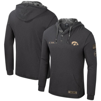 Colosseum Charcoal Iowa Hawkeyes Oht Military Appreciation Henley Pullover Hoodie