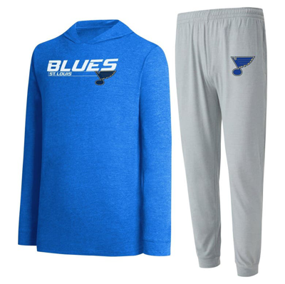 Concepts Sport Men's  Gray, Blue St. Louis Blues Meter Pullover Sweatshirt And Jogger Pants Set In Gray,blue