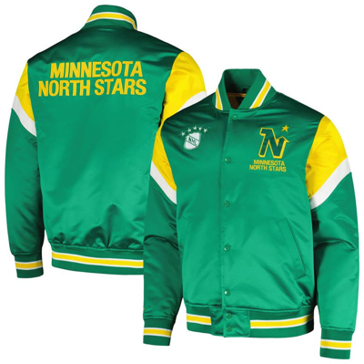 Mitchell & Ness Men's  Kelly Green Minnesota North Stars Midweight Satin Full-snap Jacket