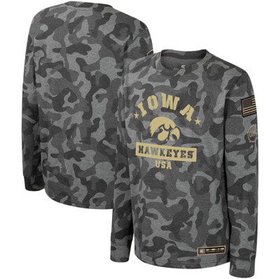 Colosseum Kids' Youth  Camo Iowa Hawkeyes Oht Military Appreciation Dark Star Long Sleeve T-shirt