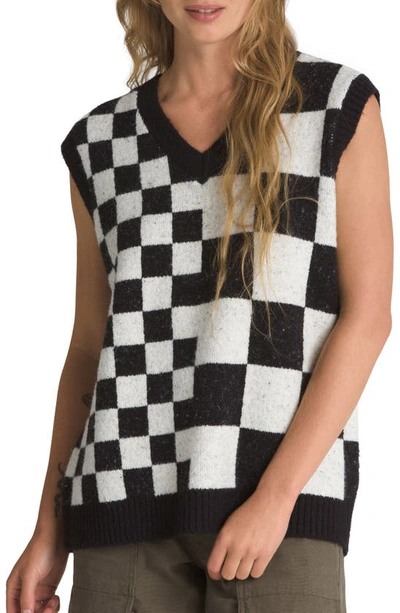 Vans Courtyard Checkerboard Sweater Vest In Marshmallow