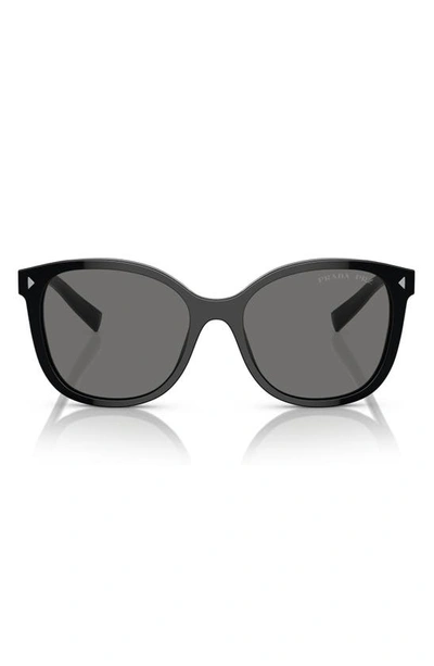 Prada 55mm Polarized Square Sunglasses In Black