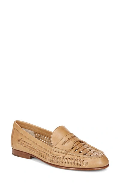 Veronica Beard Woven Leather Penny Loafers In Natural