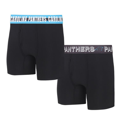 Concepts Sport Carolina Panthers Gauge Knit Boxer Brief Two-pack In Black