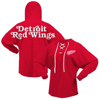 FANATICS FANATICS BRANDED RED DETROIT RED WINGS JERSEY LACE-UP V-NECK LONG SLEEVE HOODIE T-SHIRT