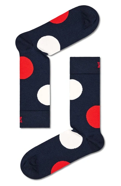 Happy Socks Navy Jumbo Dot Socks In Blue