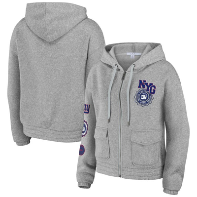 Wear By Erin Andrews Heather Gray New York Giants Full-zip Hoodie