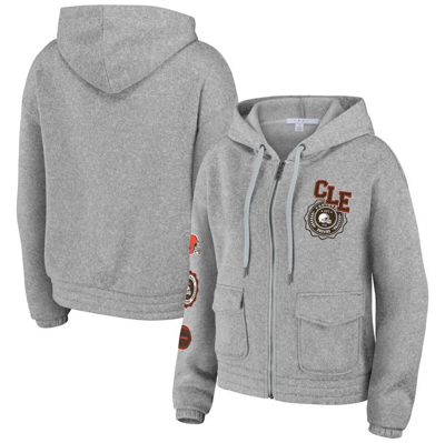 Wear By Erin Andrews Heather Gray Cleveland Browns Full-zip Hoodie