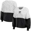 Wear By Erin Andrews White/black Las Vegas Raiders Lighweight Modest Crop Color-block Pullover Swea In White