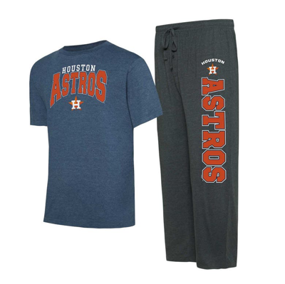 Concepts Sport Men's  Charcoal, Navy Houston Astros Meter T-shirt And Pants Sleep Set In Charcoal,navy