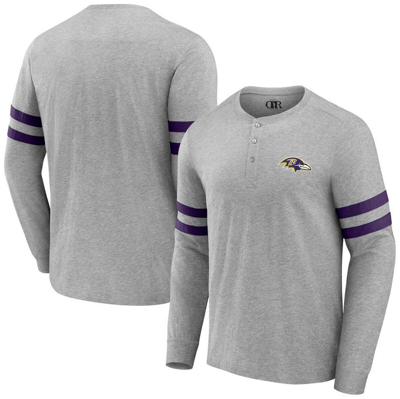 Nfl X Darius Rucker Collection By Fanatics Heather Gray Baltimore Ravens Henley Long Sleeve T-shirt