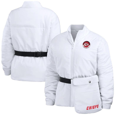 Wear By Erin Andrews White Kansas City Chiefs Packaway Full-zip Puffer Jacket