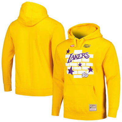Mitchell & Ness Men's  X Tats Cru Gold Los Angeles Lakers Hardwood Classics Brick Pullover Hoodie