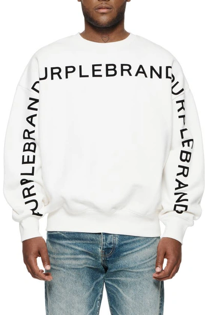 Purple Brand Oversize Logo Graphic Cotton Fleece Sweatshirt In Off White