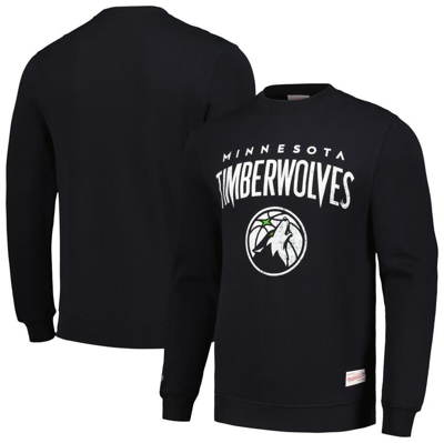 Mitchell & Ness Black Minnesota Timberwolves Arched Wordmark Pullover Sweatshirt