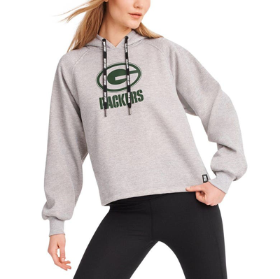 Dkny Sport Heather Gray Green Bay Packers Debbie Dolman Raglan Pullover Hoodie