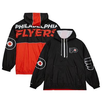 Mitchell & Ness Men's  Black Philadelphia Flyers Team Og 2.0 Anorak Half-zip Windbreaker Jacket