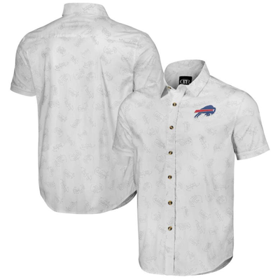 Nfl X Darius Rucker Collection By Fanatics White Buffalo Bills Woven Short Sleeve Button Up Shirt