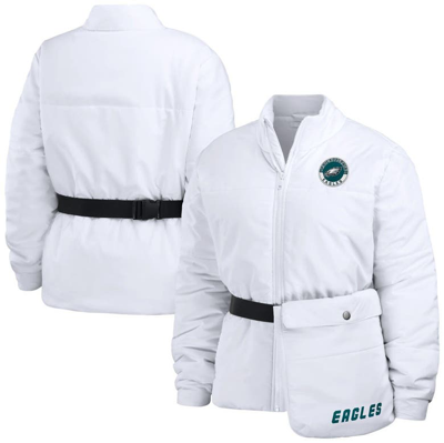 Wear By Erin Andrews White Philadelphia Eagles Packaway Full-zip Puffer Jacket