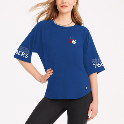 Dkny Sport Royal Philadelphia 76ers Diana Raglan Tri-blend Oversized T-shirt