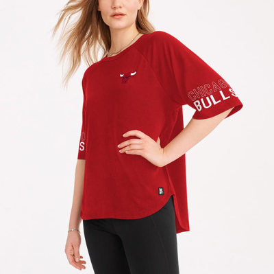 Dkny Sport Red Chicago Bulls Diana Raglan Tri-blend Oversized T-shirt