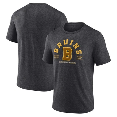 Fanatics Branded  Heather Charcoal Boston Bruins Centennial The Early Years Tri-blend T-shirt