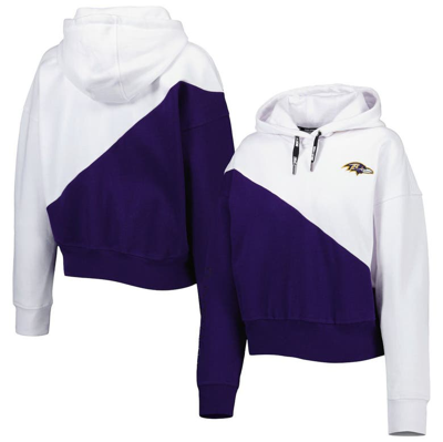 Dkny Sport White/purple Baltimore Ravens Bobbi Color Blocked Pullover Hoodie