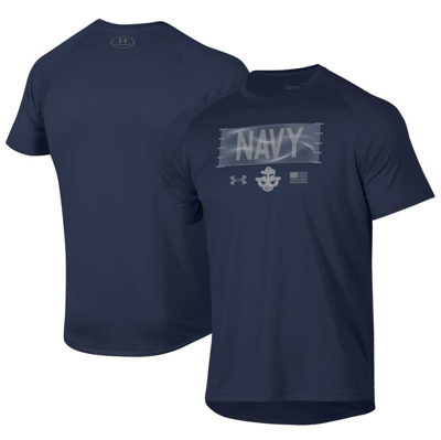 Under Armour Navy Navy Midshipmen Silent Service Stacked Slim Fit Tech T-shirt