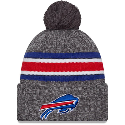 New Era Gray Buffalo Bills 2023 Sideline Sport Cuffed Pom Knit Hat