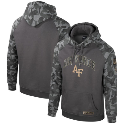 Colosseum Charcoal Air Force Falcons Oht Military Appreciation Camo Raglan Pullover Hoodie
