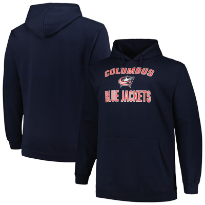 Profile Men's  Navy Columbus Blue Jackets Big And Tall Arch Over Logo Pullover Hoodie