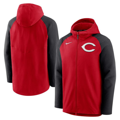 Nike Men's  Red And Black Cincinnati Reds Authentic Collection Full-zip Hoodie Performance Jacket In Red,black