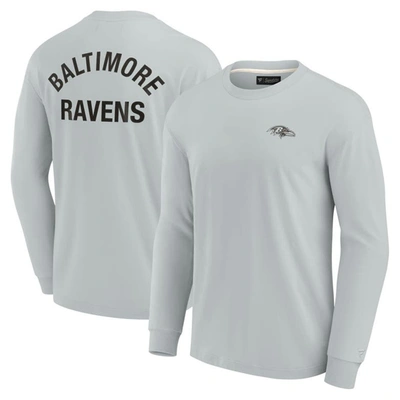 Fanatics Signature Men's And Women's  Grey Baltimore Ravens Super Soft Long Sleeve T-shirt
