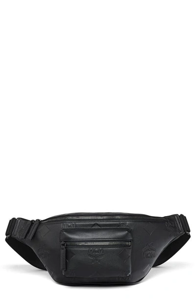 Mcm Medium Fursten Leather Belt Bag In Black