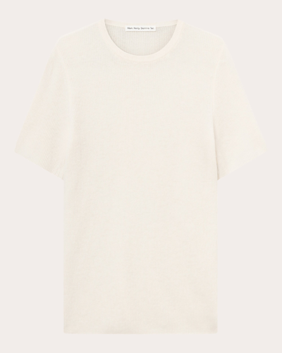 Mark Kenly Domino Tan Women's Kamala Ribbed Cashmere T-shirt In White