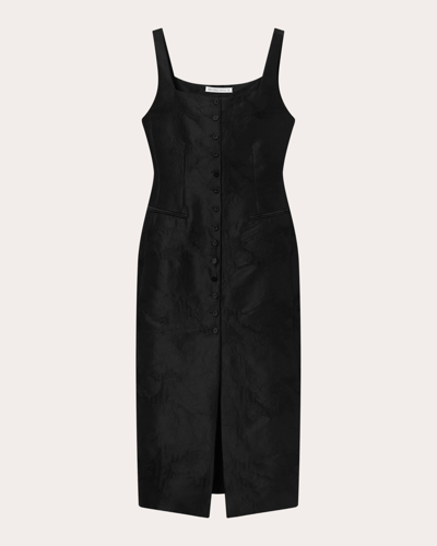 Mark Kenly Domino Tan Women's Dova Jacquard Midi Dress In Black