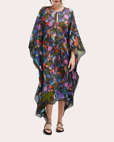 Careste Terry Cutout Floral-print Silk Maxi Dress In Spring Bouquet Black