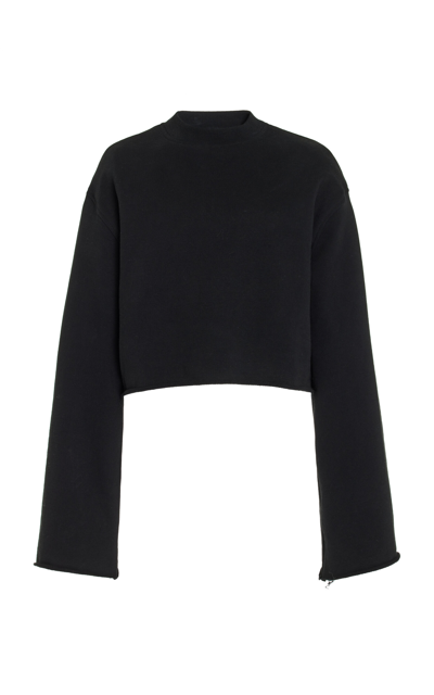 Dl1961 Cropped Cotton Sweatshirt In Black