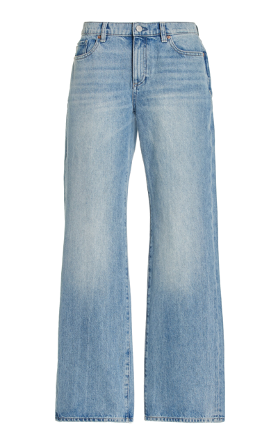 Dl1961 Drue Leather Low-rise Straight-leg Jeans In Blue