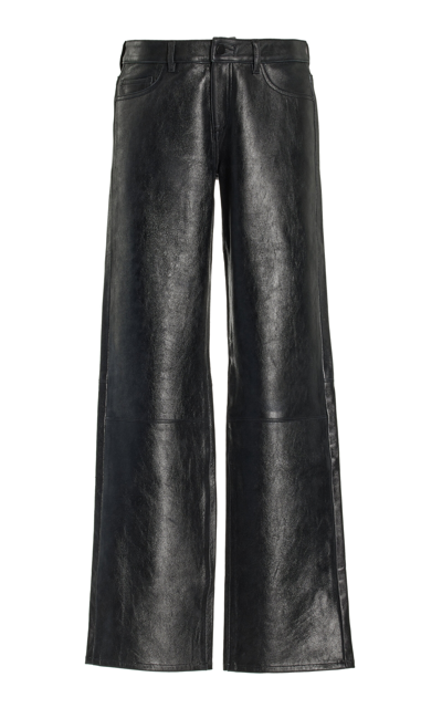 Dl1961 Drue Straight Low-rise Vintage Leather Pants In Black Patent