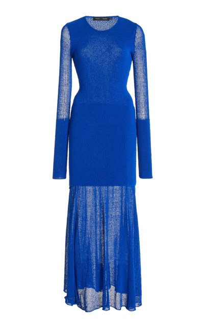 Proenza Schouler Anita Knit Mesh Maxi Dress In Bright Blue