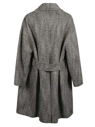 Bottega Veneta Chevron Pattern Coat In Black