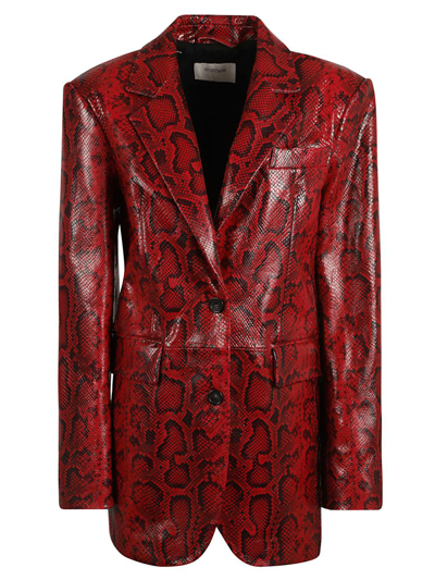 Sportmax Fiorigi Snakeskin-print Leather Blazer In Red